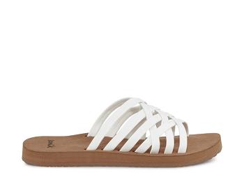 Sanuk Rio Slide Women's Sandals White / Brown | Canada 97ZUT